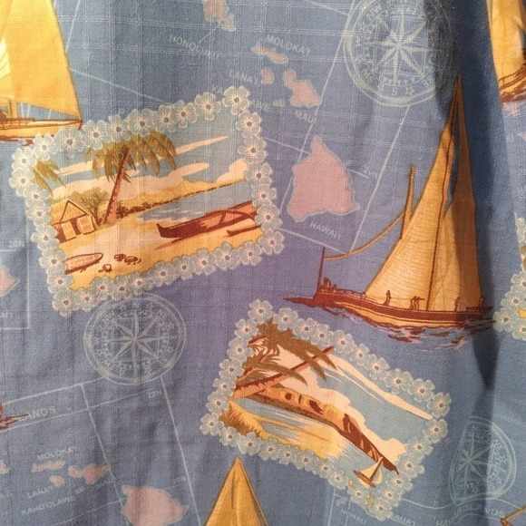 Bermuda Bay Silk Sailboat Beach Button Shirt XL - Picture 9 of 11